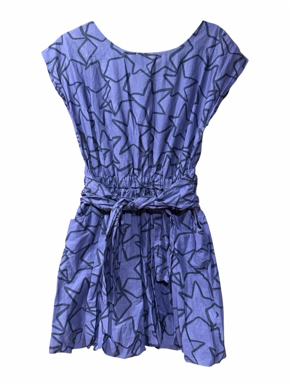 Purple Star Print Mini Dress with Tie Waist